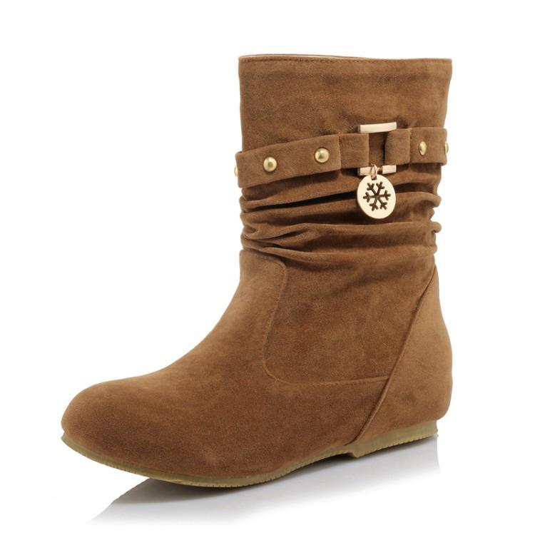 Women's faux suede mid calf slouch boots for fall winter