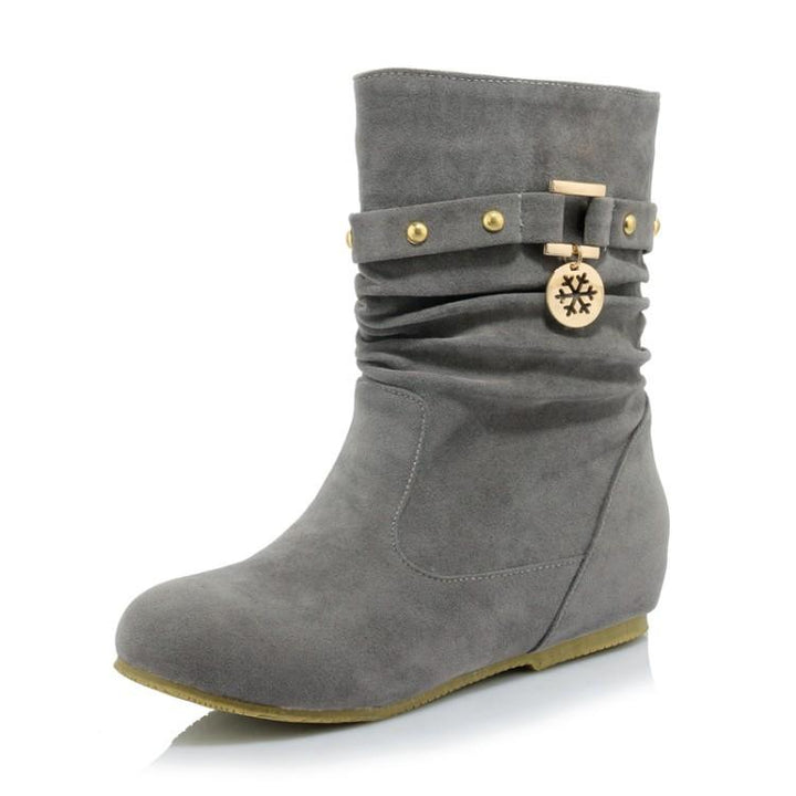 Women's faux suede mid calf slouch boots for fall winter