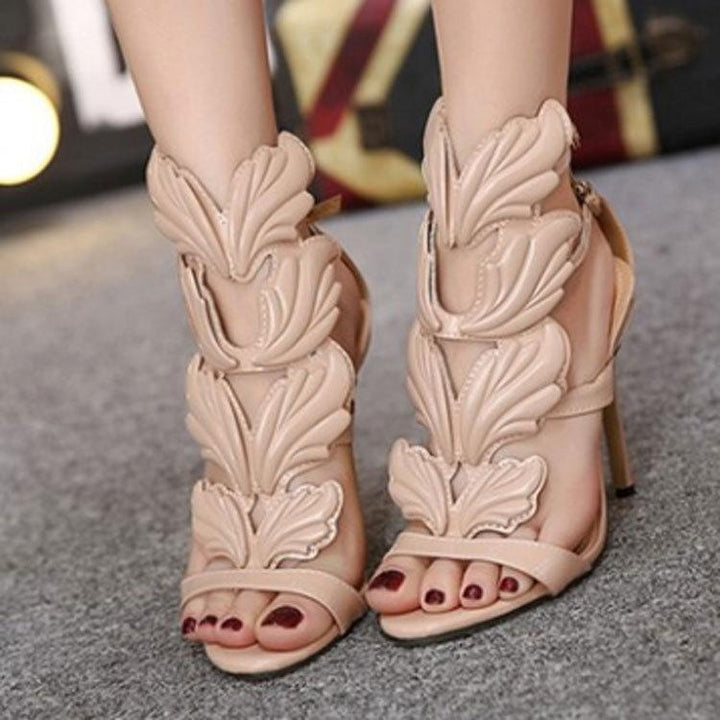 Women's wings decor sexy stiletto high heel peep toe sandals