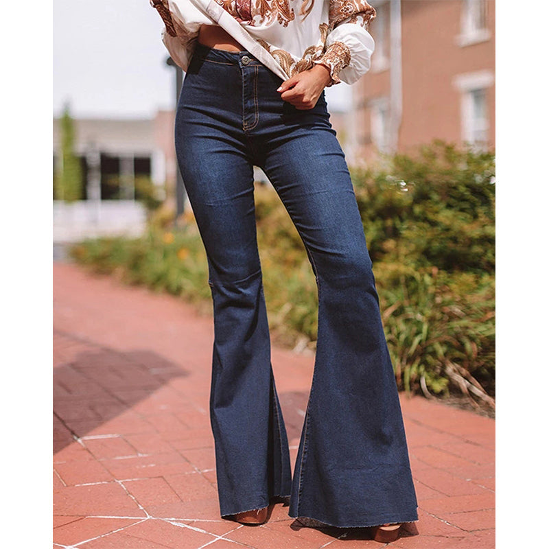 Women's high waist bell bottom jeans | Ankle flare jeans