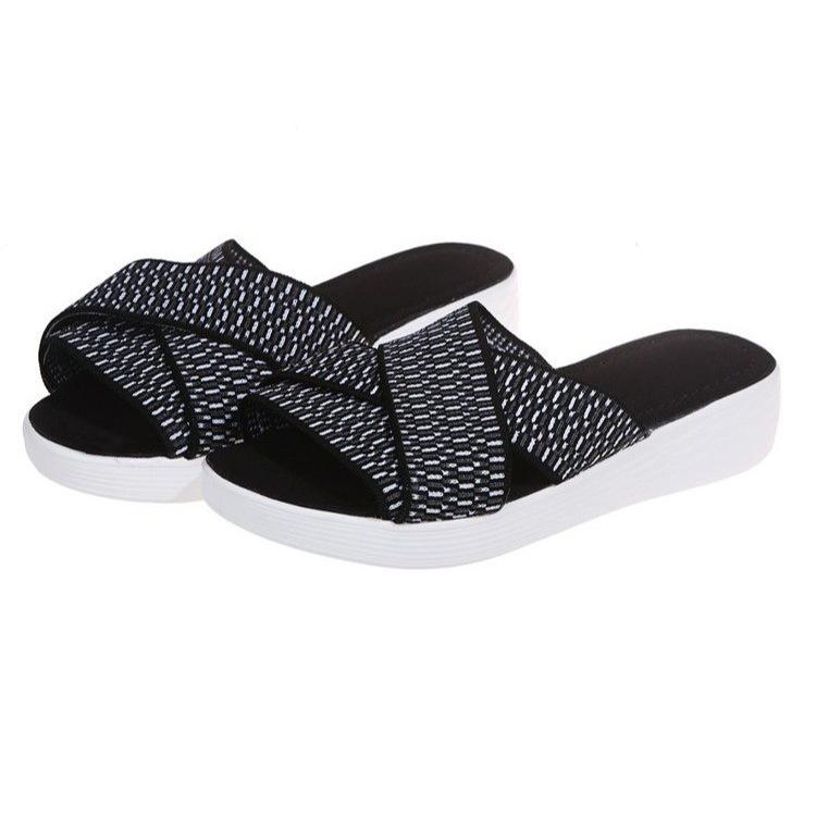 Women's flyknit criss cross orthotic arch support slide sandals