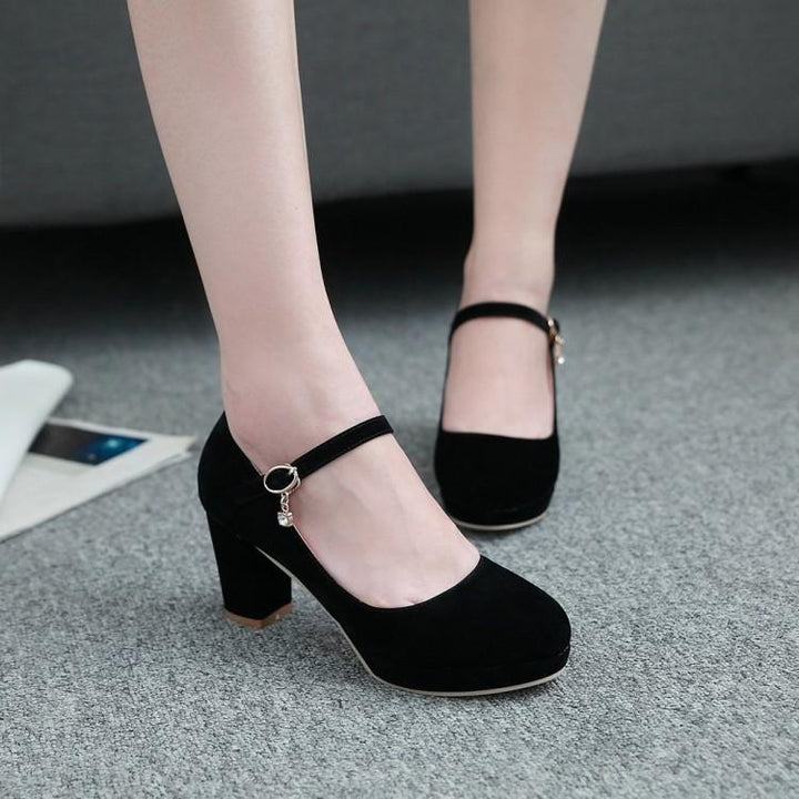 Women's buckle strap high heels dress shoes