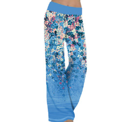 Women's floral print wide lege yoga pants fitness sporty sweat pants