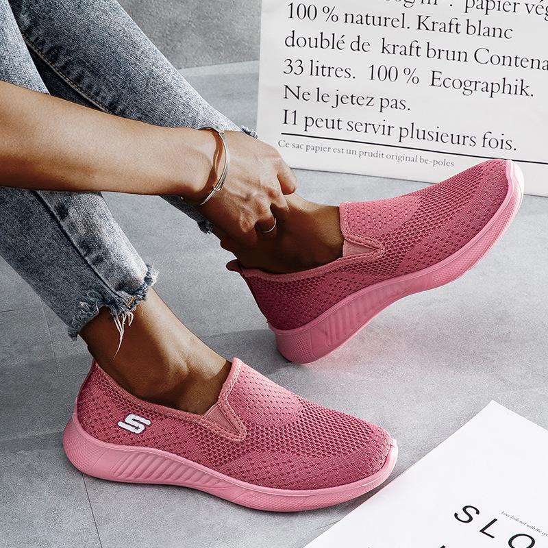Women's summer slip on flyknit sneakers casual lightweight comfy walking shoes