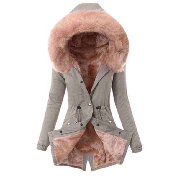 Women thick faux fur lining parka winter outdoors hooded outerwear 8 colors