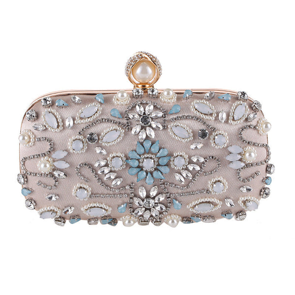 Handmade beaded rhinestone clutch evning bag Elegant prom cocktail party handbag purse