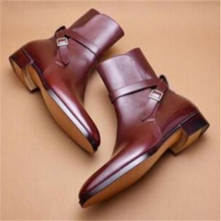 Mens metro buckle strap boots | High top classic dress boots