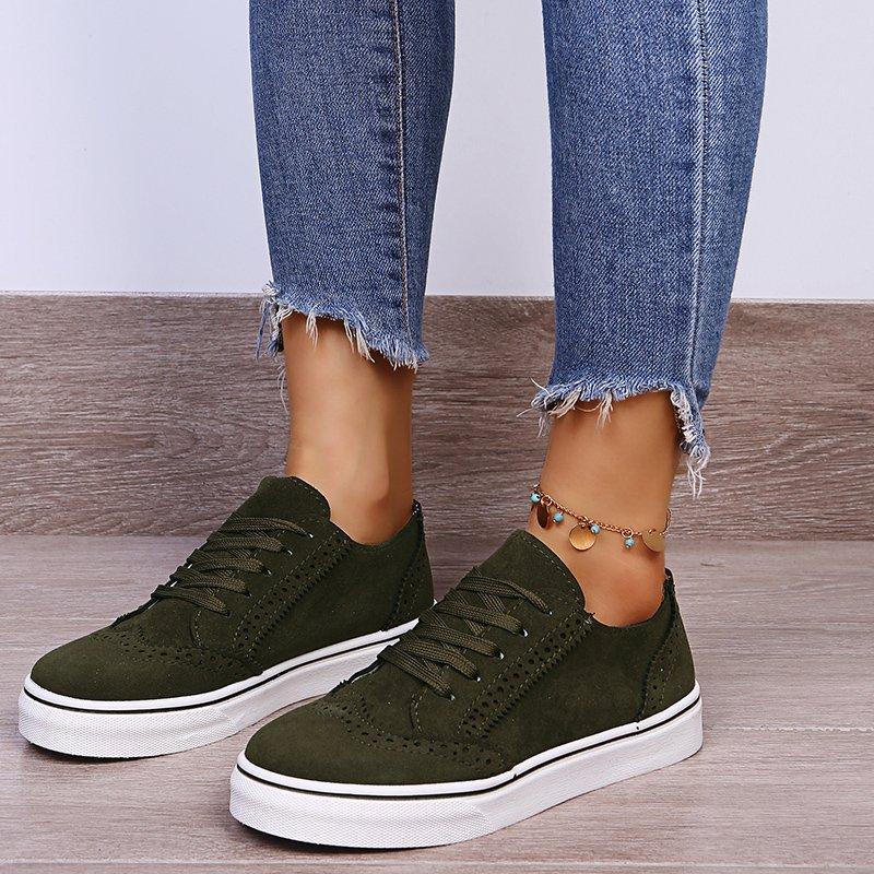Women's spring summer front lace low heel canvas shoes
