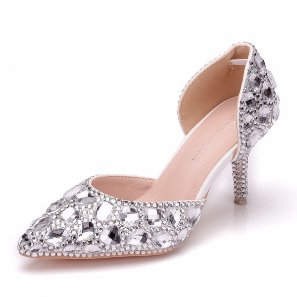 Crystal rhinestone kitten heels pumps | Party dress pumps