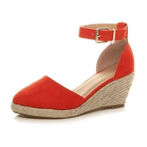 Women closed toe ankle buckle strap espadrille wedge sandals