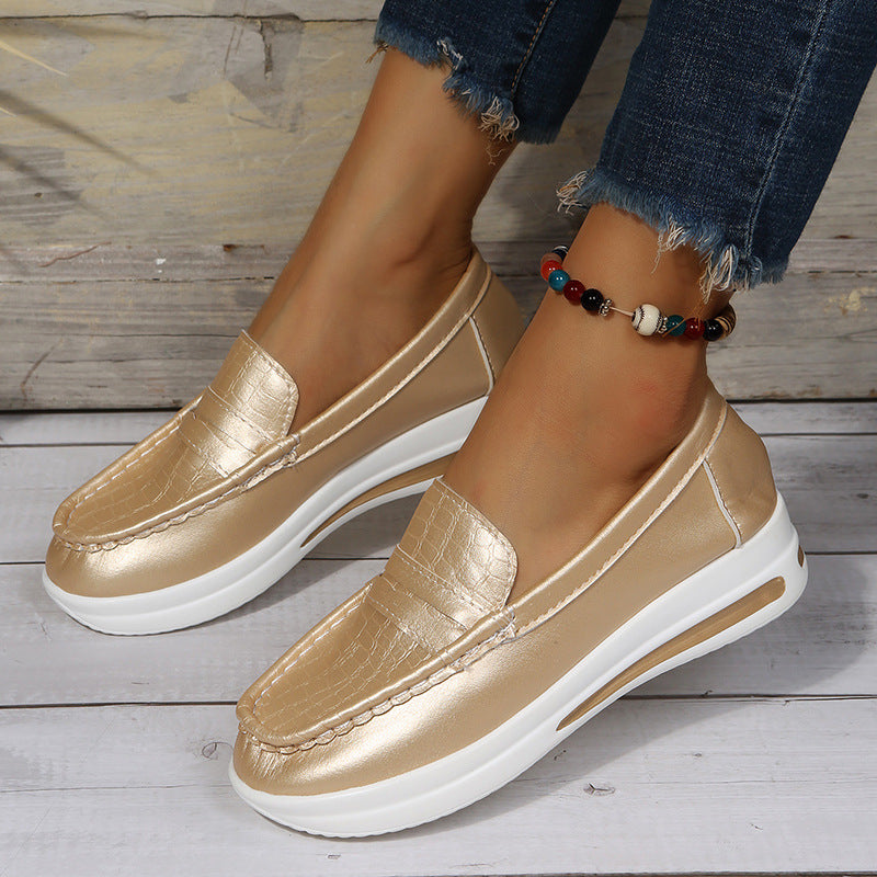 Women's slip on wedge loafers soft round toe working shoes daily shoes for driving