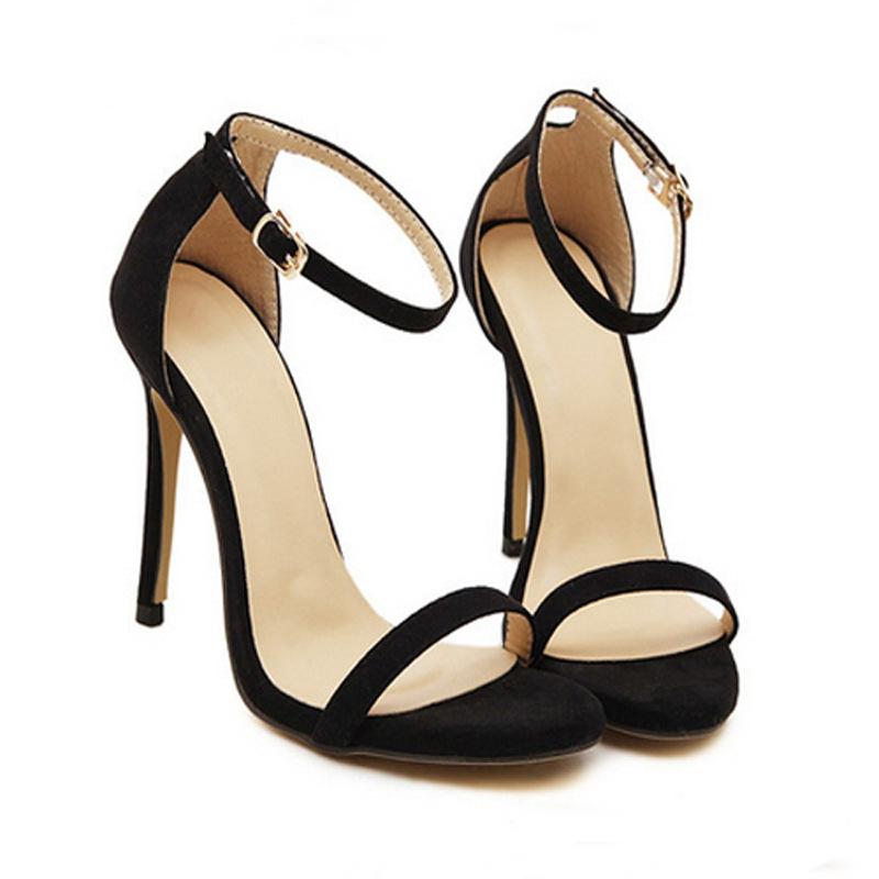 Women's one band peep toe ankle strap buckle stiletto sandals