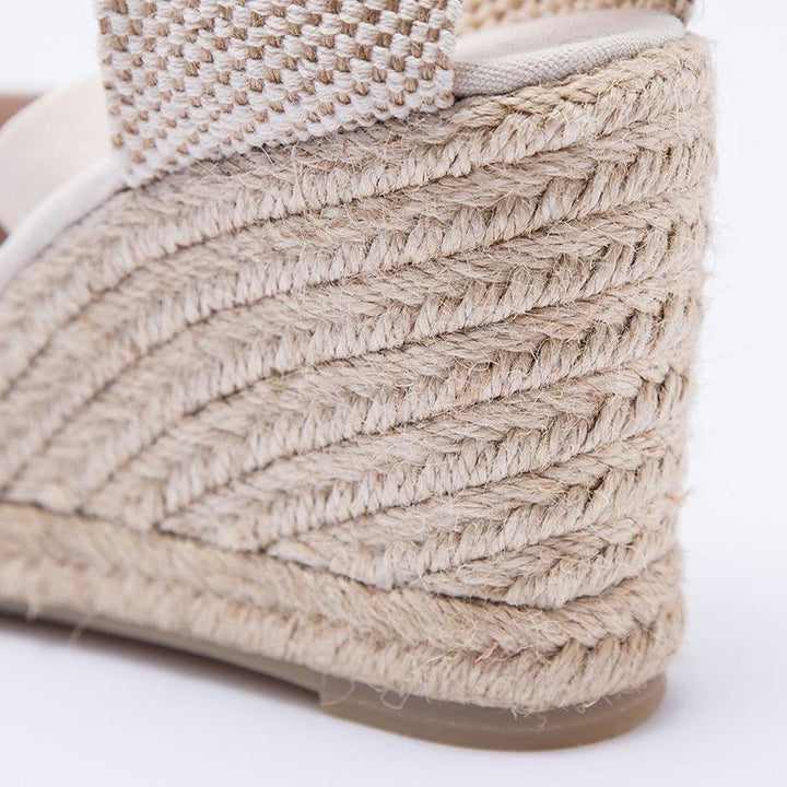 Women's closed toe lace-up espadrille wedge sandals