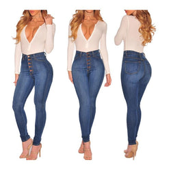Women's button fly tight butt lifting high waist skinny jeans