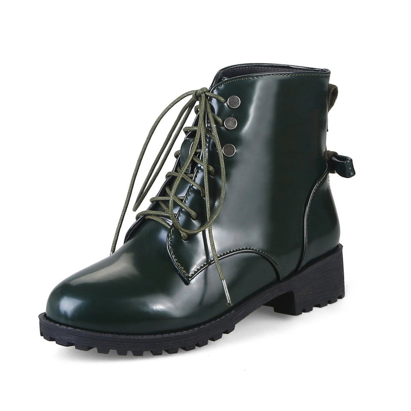 Front lace military combat boots for women