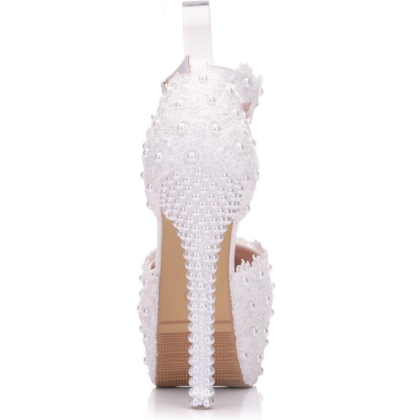 Floral lace platform super high heel ankle strap wedding sandals 5.5"