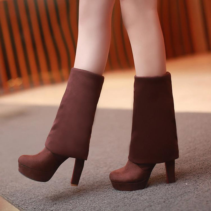 Women's high heeled platform thigh high boots strechy skinny over the knee boots