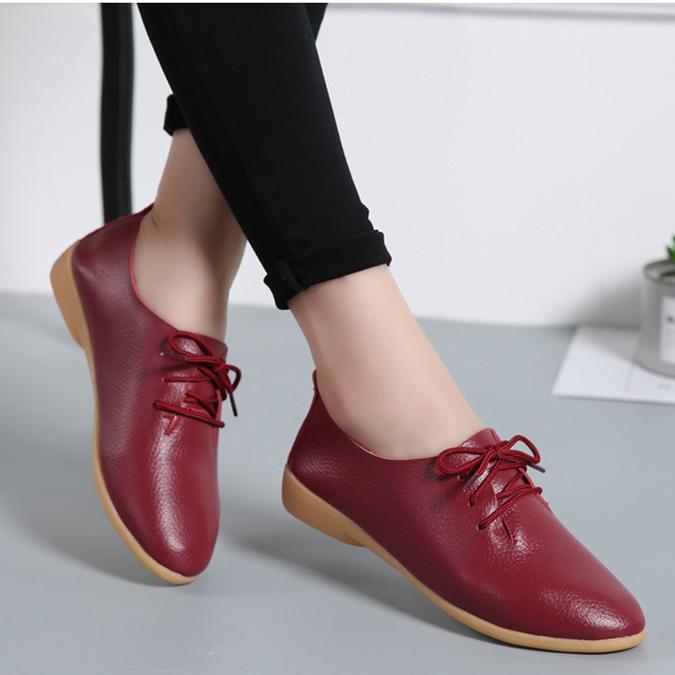 Women's flat front lace loafers shoes casual driving shoes