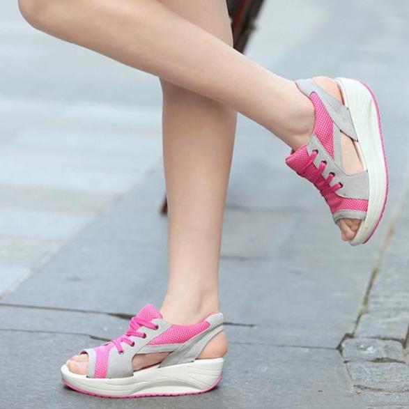 Women's mesh platform sneakers sandals soft comfy walking slip on sandals