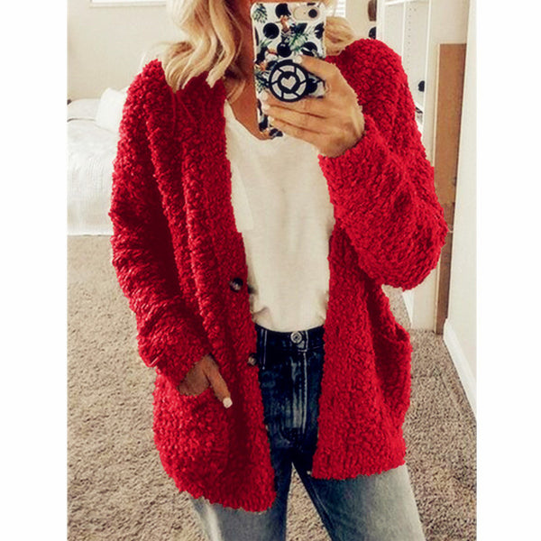 Women's popcorn cardigan with pockets solid button up cardigan sweater