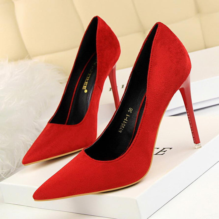 Women's suede high heels sexy pumps