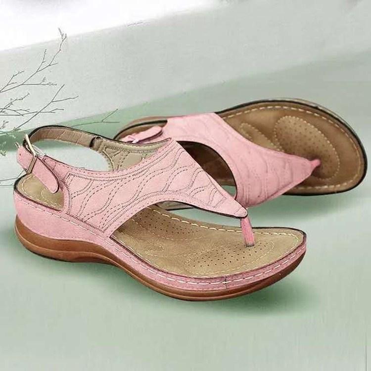 Women's flip flop platform wedge buckle strap sandals comfy walking