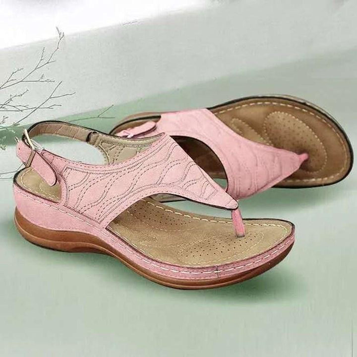 Women's flip flop platform wedge buckle strap sandals comfy walking