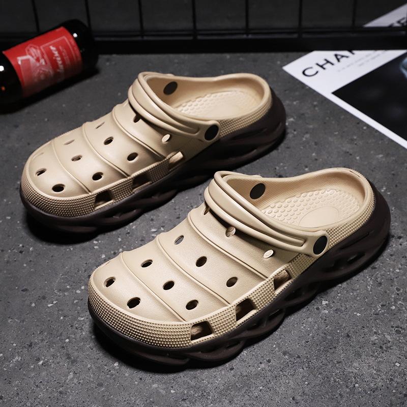 Men's closed toe hollow slip on beach sandals antiskid comfy walking water shoes