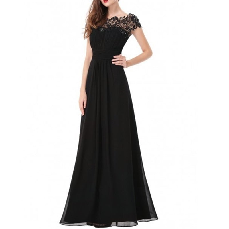 Women's lace panel summer backless party wedding guest maxi dress | Bridesmaid dress