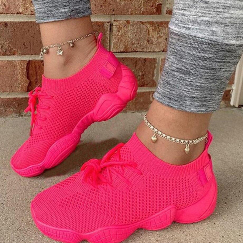 Women's fashion lightweight running shoes mesh breathable candy color sneakers