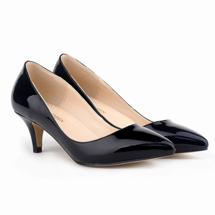 Pointed toe kitten heels pumps medium heels office work shoes bridal pumps