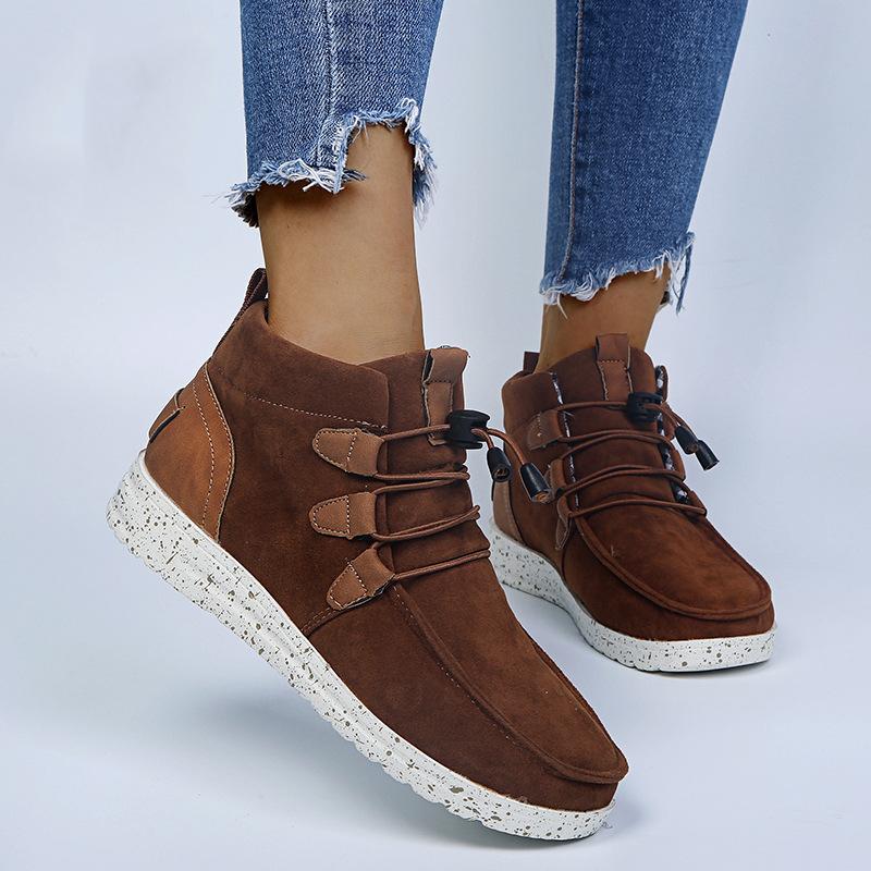 Women elasitc band slip on low heel sneakers booties