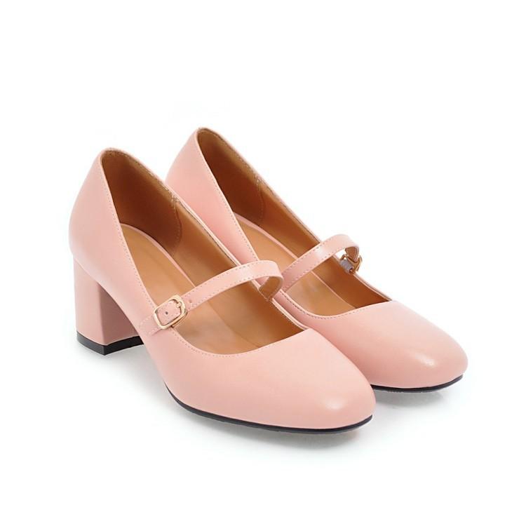 Women's marry jane loafers shoes chunky block heel