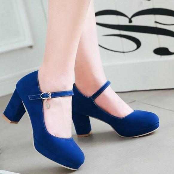 Women's buckle strap high heels dress shoes