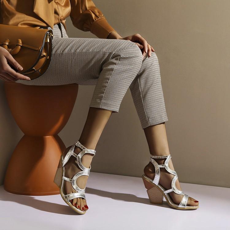 Women's summer open toe chunky gladiator sandals