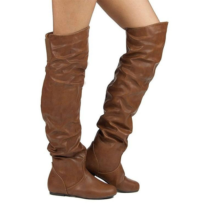 Women flat over the knee thigh high slouch boots