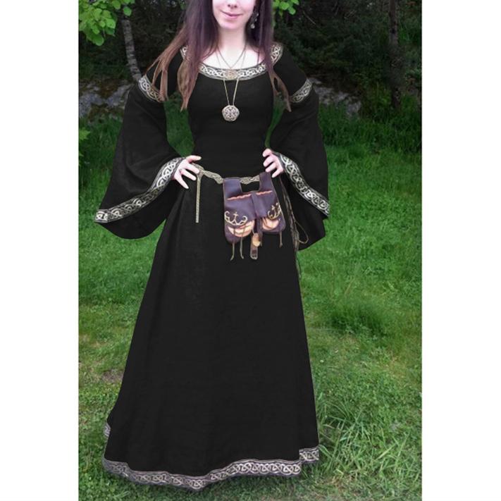 Vintage Medieval Trumpet Sleeves Maxi Dress | Medieval Party Dress for Women
