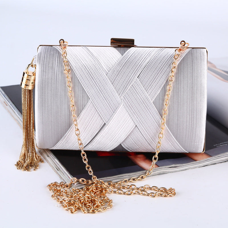 Lady's stain tassels evening bag clutch with strap  Evening party prom handbag