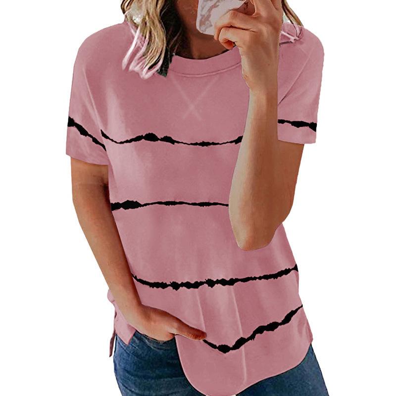 Women's striped casual crew neck tees