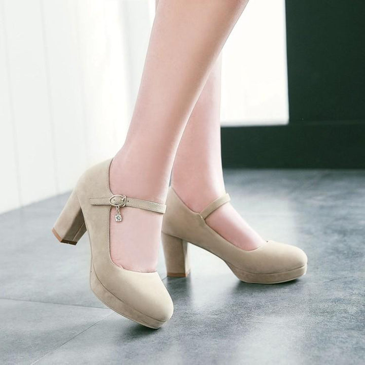 Women's buckle strap high heels dress shoes