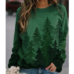 Women's Christmas tree printed pullover crewneck sweatshirts casual loose long sleeves tops