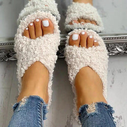 Women winter warm criss cross slippers indoor shoes
