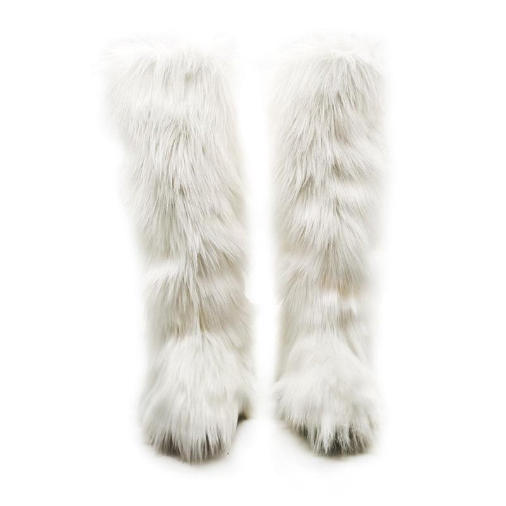 Women's warm plush lining knee high fuzzy snow boots