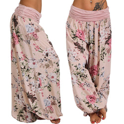 Women's floral print baggy pants | Wide leg genie pants