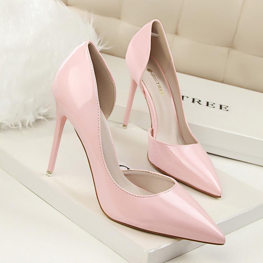 Women's solid high heels pointed closed toe stilettos