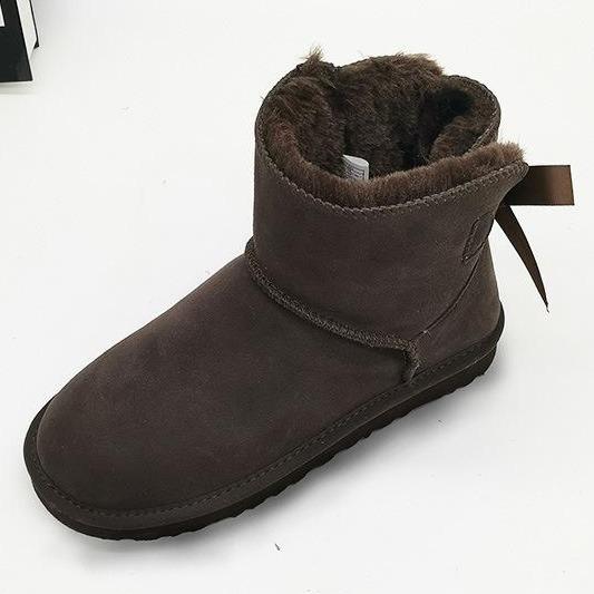 Women warm plush lining slip on short snow boots