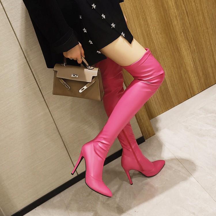 Women pointed toe stiletto high heeled over the knee boots