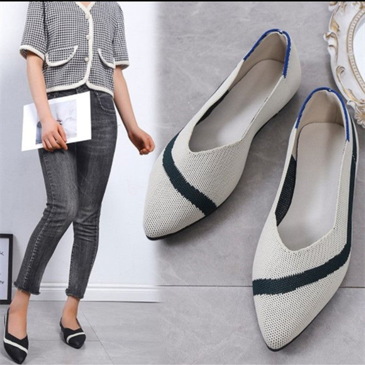 Women's slip on pointed toe flats summer casual office work shoes