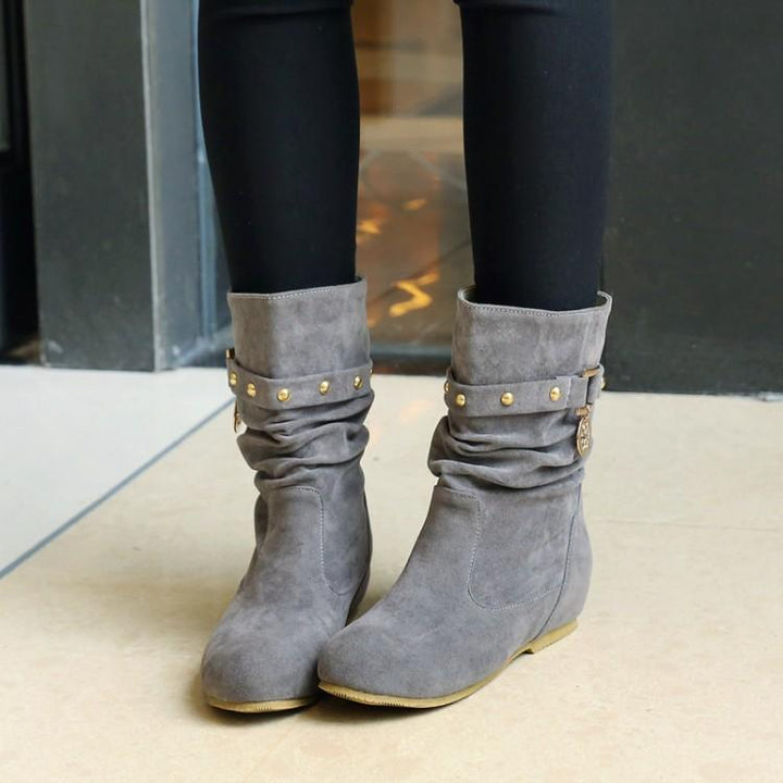 Women's faux suede mid calf slouch boots for fall winter