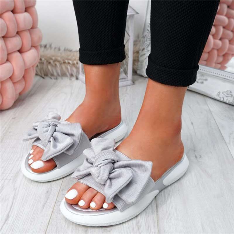 Women's cute bowknot platform slippers summer peep toe slides